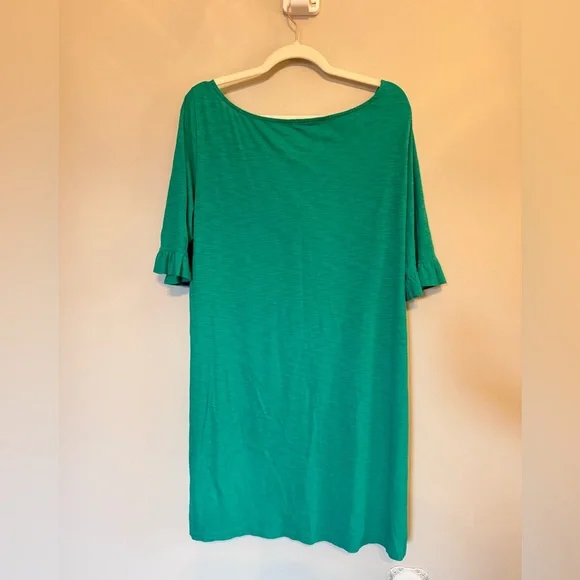 Lilly Pulitzer • Emerald Green Somerset Ruffle Sleeve Dress XL Preppy Casual - Picture 7 of 7